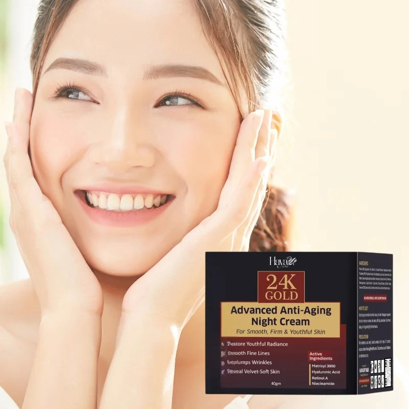 Haya 24K Gold Advanced Anti-Aging Night Cream with Retinol Hyaluronic Acid and Niacinamide