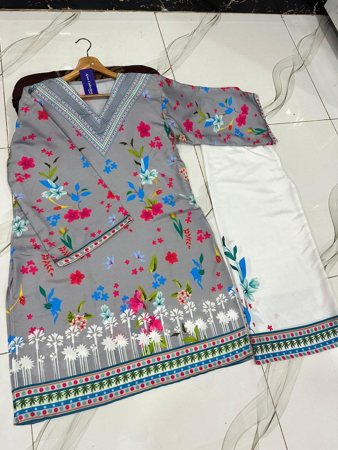 Stylish Printed Swiss Lawn Shirt and Trouser Set - 2 Pcs