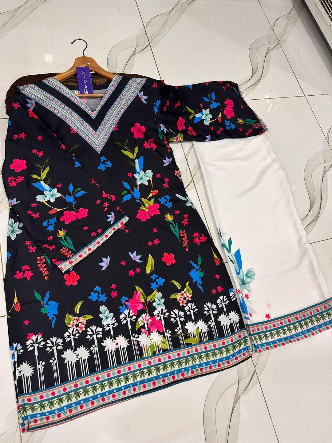 Stylish Printed Swiss Lawn Shirt and Trouser Set - 2 Pcs