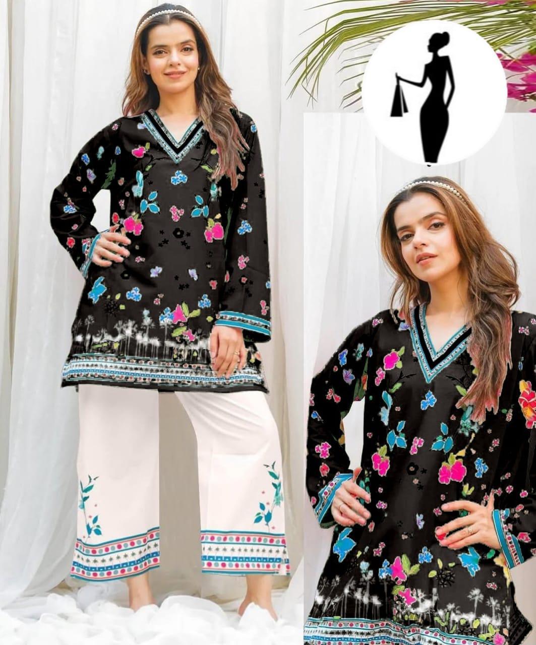 Stylish Printed Swiss Lawn Shirt and Trouser Set - 2 Pcs