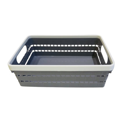 Multi-Purpose Woven Plastic Storage Basket with Handles Organizer Bin for Office, Pantry, and Home