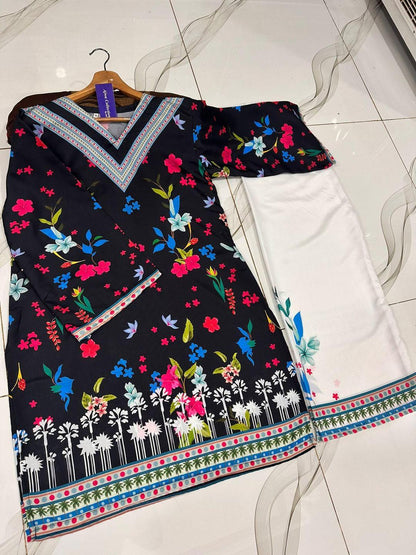 Stylish Printed Swiss Lawn Shirt and Trouser Set - 2 Pcs