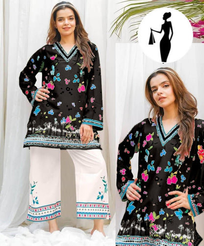 Stylish Printed Swiss Lawn Shirt and Trouser Set - 2 Pcs