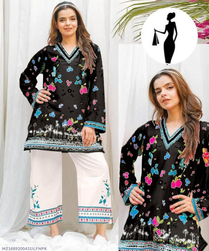 Stylish Printed Swiss Lawn Shirt and Trouser Set - 2 Pcs
